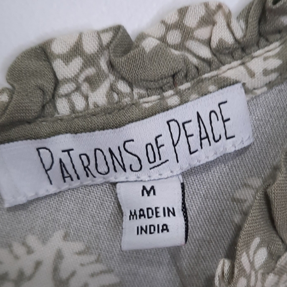 Patrons of Peace Malibu Mini Dress Ruffles Tie Straps Sage Green Womens Size M - Picture 3 of 13